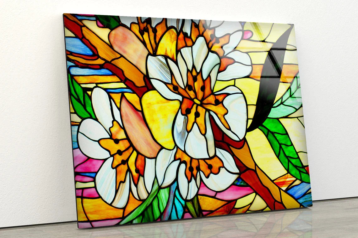 Colorful Flowers Mosaic UV Direct Aluminum Print Australian Made Quality