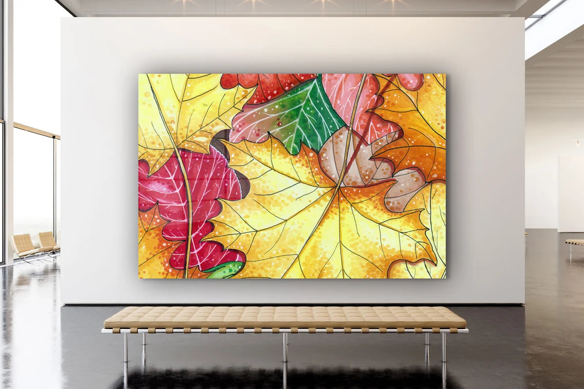 Colorful Autumn Leaves UV Direct Aluminum Print Australian Made Quality