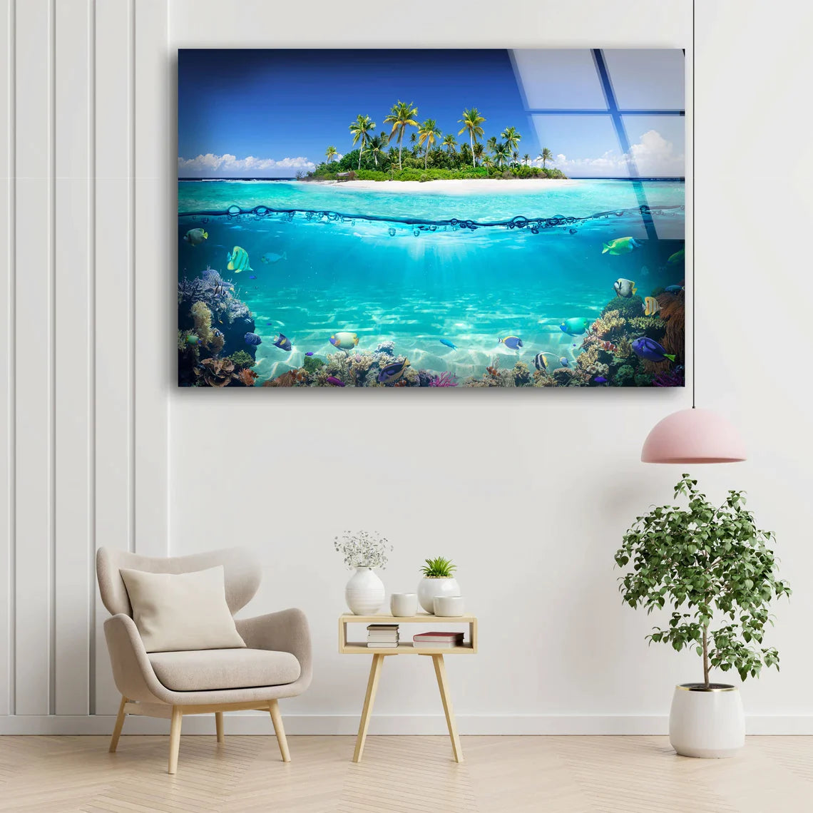 Island & Underwater Sea UV Direct Aluminum Print Australian Made Quality