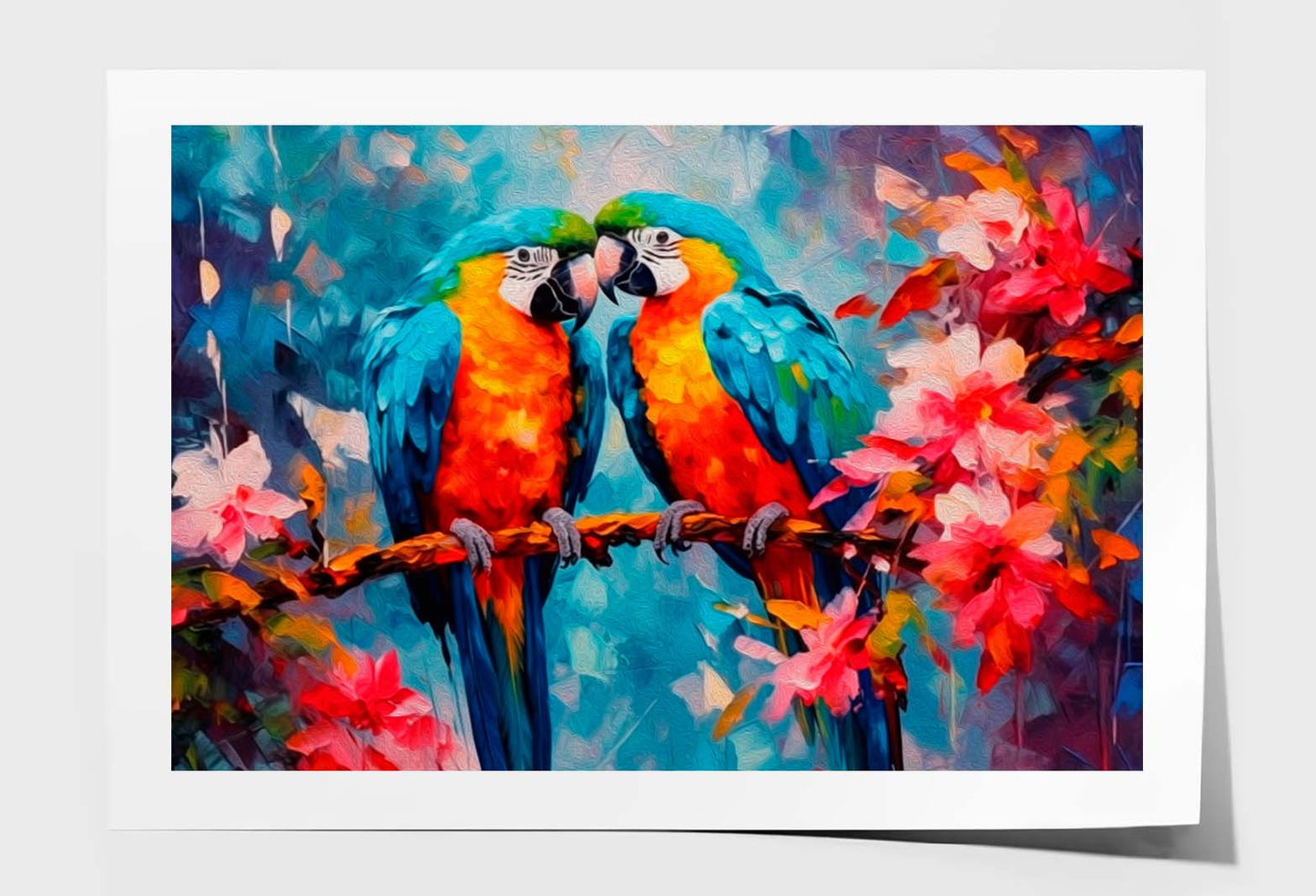 Abstract Colorful Macaw On Branch Wall Art Limited Edition High Quality Print