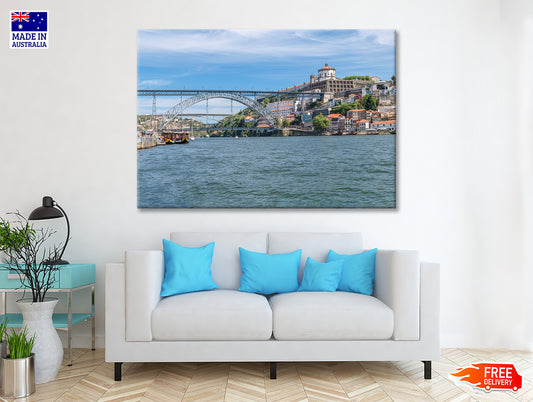 A Bridge Spanning Over a Body of Water with a Sky Print 100% Australian Made