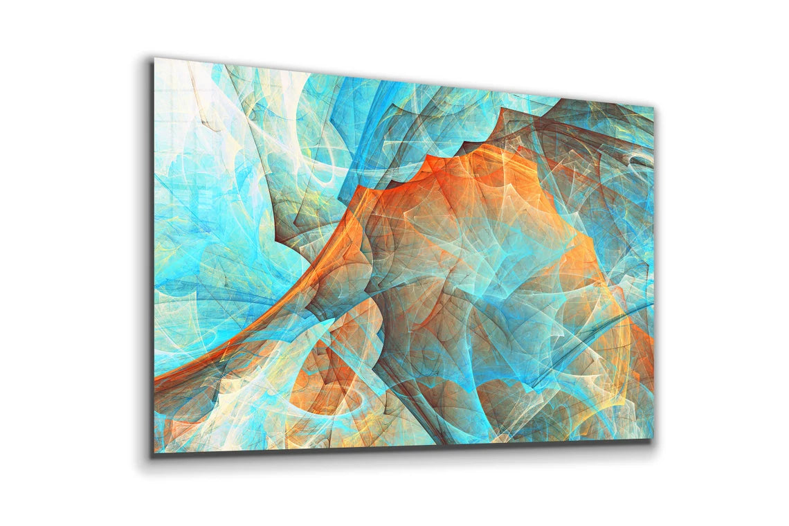 Blue Orange Abstract UV Direct Aluminum Print Australian Made Quality