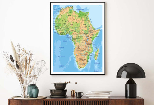 High Detailed Africa Physical Map Home Decor Premium Quality Poster Print Choose Your Sizes