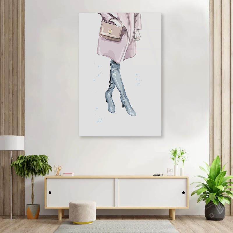 Pink Lady with Bag 3D Design Acrylic Glass Print Tempered Glass Wall Art 100% Made in Australia Ready to Hang