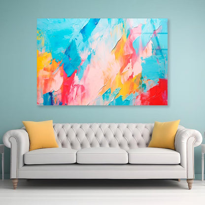 Abstract Colorful Oil Painting  Acrylic Glass Print Tempered Glass Wall Art 100% Made in Australia Ready to Hang