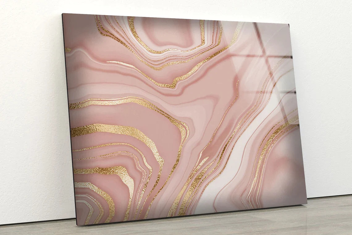 Pink & Gold Abstract UV Direct Aluminum Print Australian Made Quality