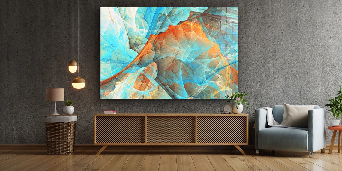 Blue Orange Abstract UV Direct Aluminum Print Australian Made Quality