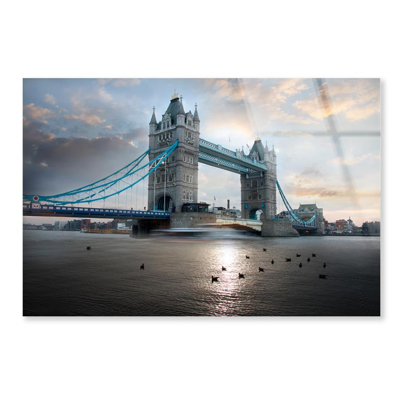 Tower Bridge During Evening, London, UK Acrylic Glass Print Tempered Glass Wall Art 100% Made in Australia Ready to Hang