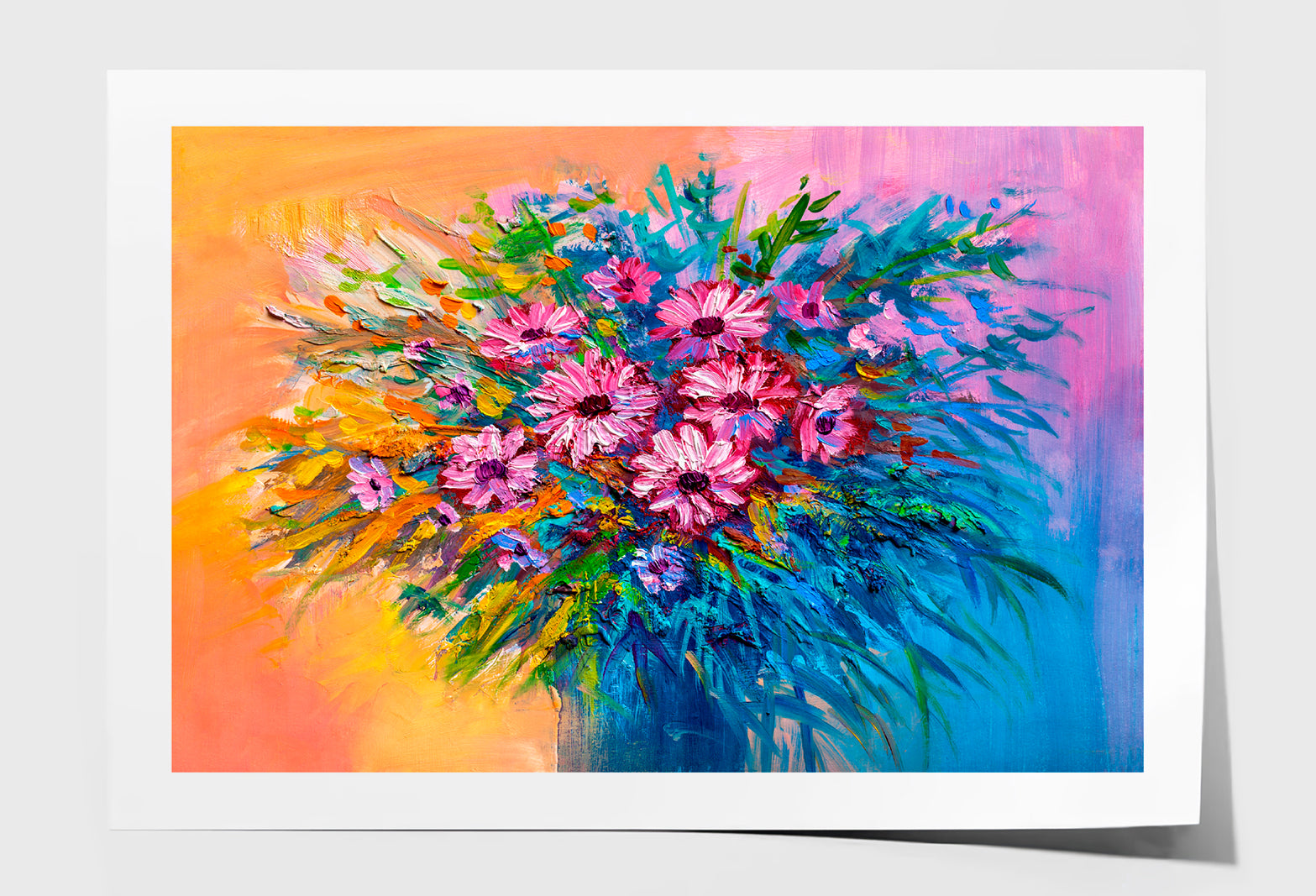 Colorful Bouquet Of Flowers Oil Painting Limited Edition High Quality Print Unframed Roll Canvas None