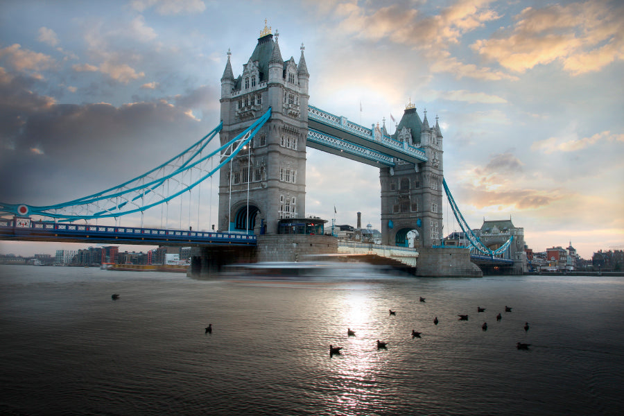 Tower Bridge During Evening, London, UK Acrylic Glass Print Tempered Glass Wall Art 100% Made in Australia Ready to Hang