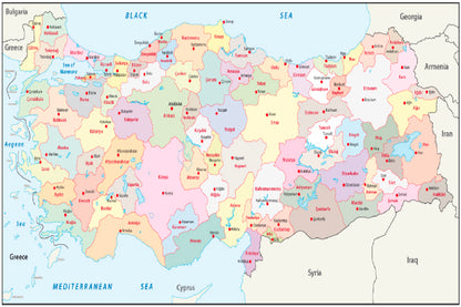 Türkiye Administrative Map Home Decor Premium Quality Poster Print Choose Your Sizes