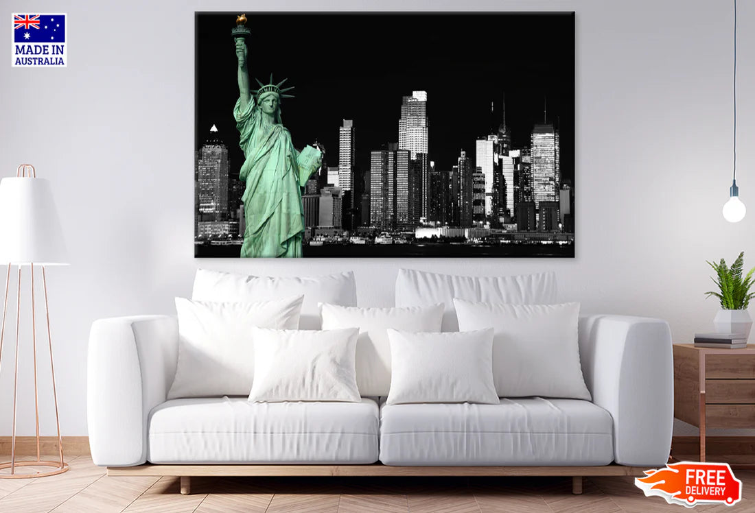 Liberty Island In New York City B&W Photograph 90x60cm Print 100% Australian Made