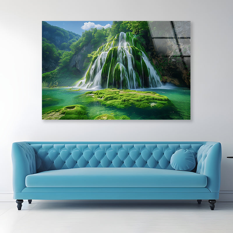 Waterfall in the Park Acrylic Glass Print Tempered Glass Wall Art 100% Made in Australia Ready to Hang