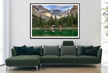 Lake With Mountain Peaks & Cabins Home Decor Premium Quality Poster Print Choose Your Sizes