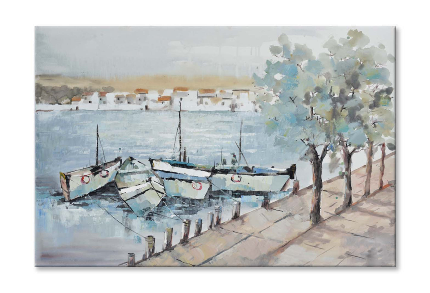 Boat On River Oil Painting Wall Art Limited Edition High Quality Print