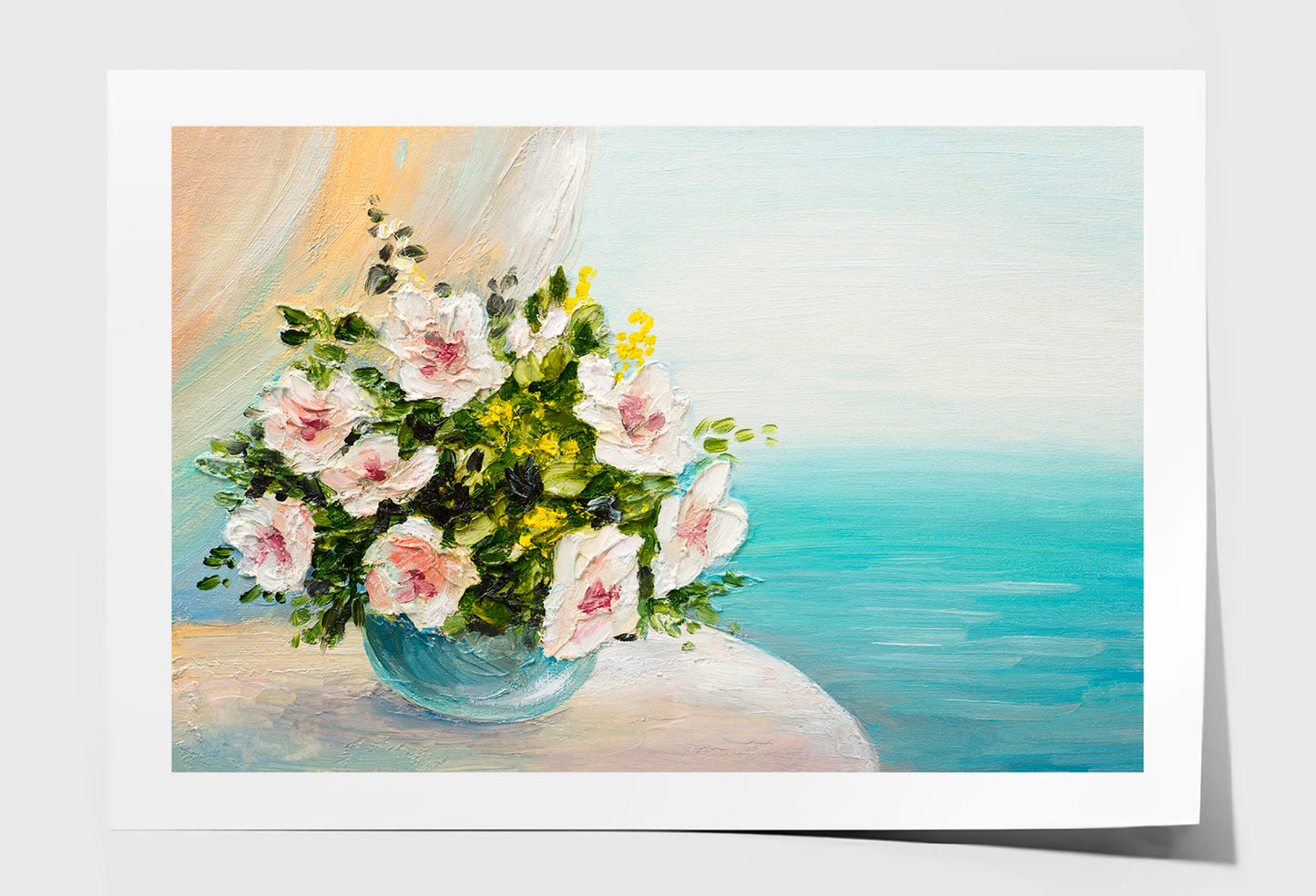 Bouquet Of Flowers On The Table Oil Painting Wall Art Limited Edition High Quality Print Unframed Roll Canvas None