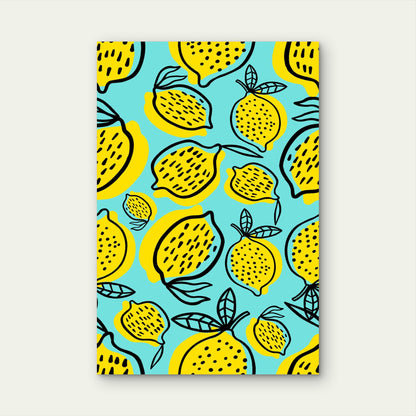 Lemon Pattern Background Metal Print Ready to Hang