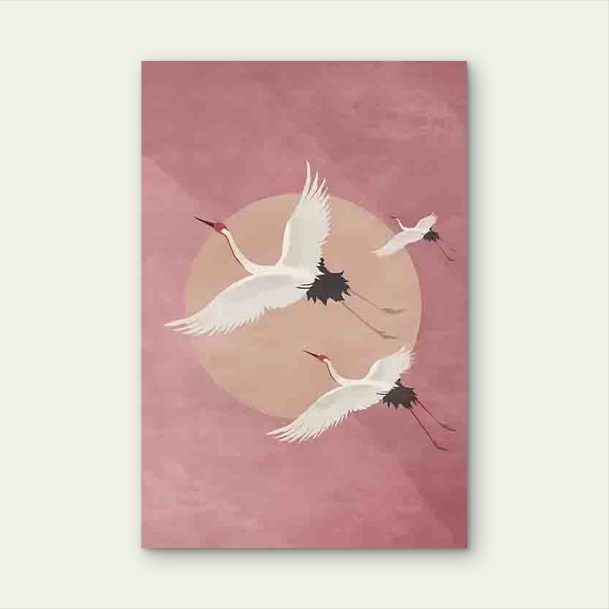 Crane & Cherry Blossom Metal Print Ready to Hang