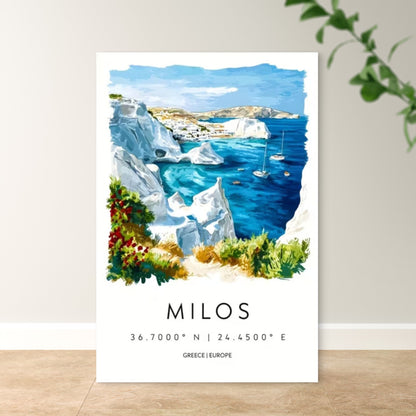 Milos Greece Coastal Landscape Travel Poster Print Wall Artb