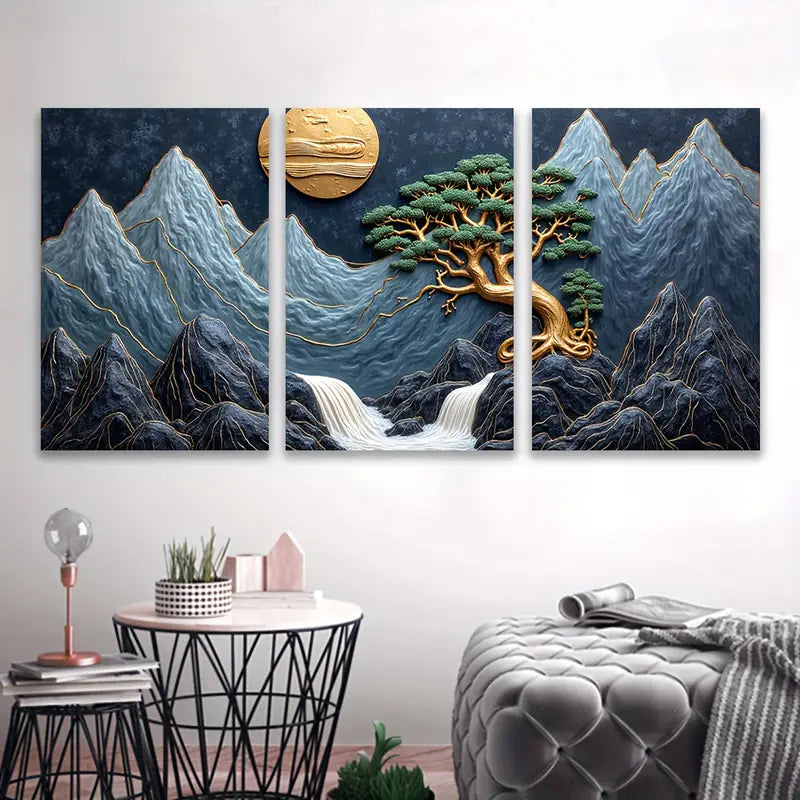 3pcs Bonsai Tree Zen Art Minimal Decor Wall Art Set Canvas Framed 60x90cm - High Quality Print 100% Australian Made Wall Canvas Ready to Hang