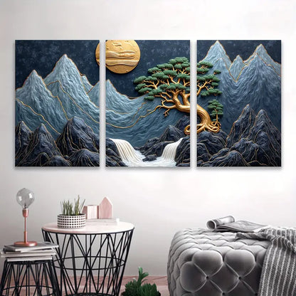 3pcs Bonsai Tree Zen Art Minimal Decor Wall Art Set Canvas Framed 60x90cm - High Quality Print 100% Australian Made Wall Canvas Ready to Hang