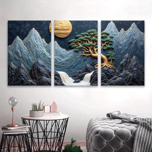 3pcs Bonsai Tree Zen Art Minimal Decor Wall Art Set Canvas Framed 60x90cm - High Quality Print 100% Australian Made Wall Canvas Ready to Hang