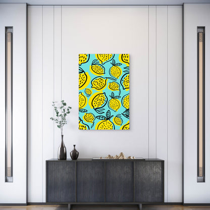 Lemon Pattern Background Metal Print Ready to Hang