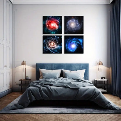 4pcs Galaxy Outer Space Painting Wall Art Canvas Framed