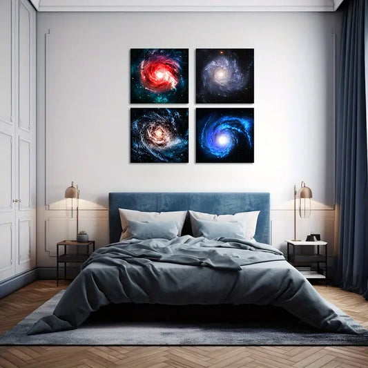 4pcs Galaxy Outer Space Painting Wall Art Canvas Framed