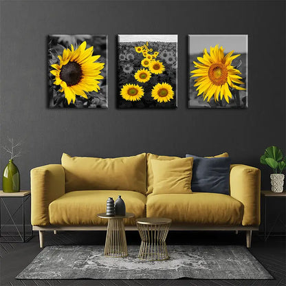 3pcs Sunflowers Painting Metal Print Ready to Hang Art