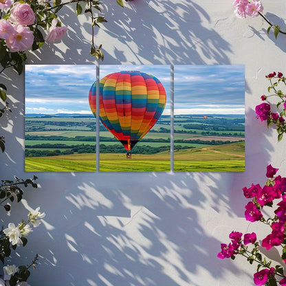 3pcs Colorful Hot Air Balloon Floating Wall Art Set Canvas Framed 50x70cm - High Quality Print 100% Australian Made Wall Canvas Ready to Hang