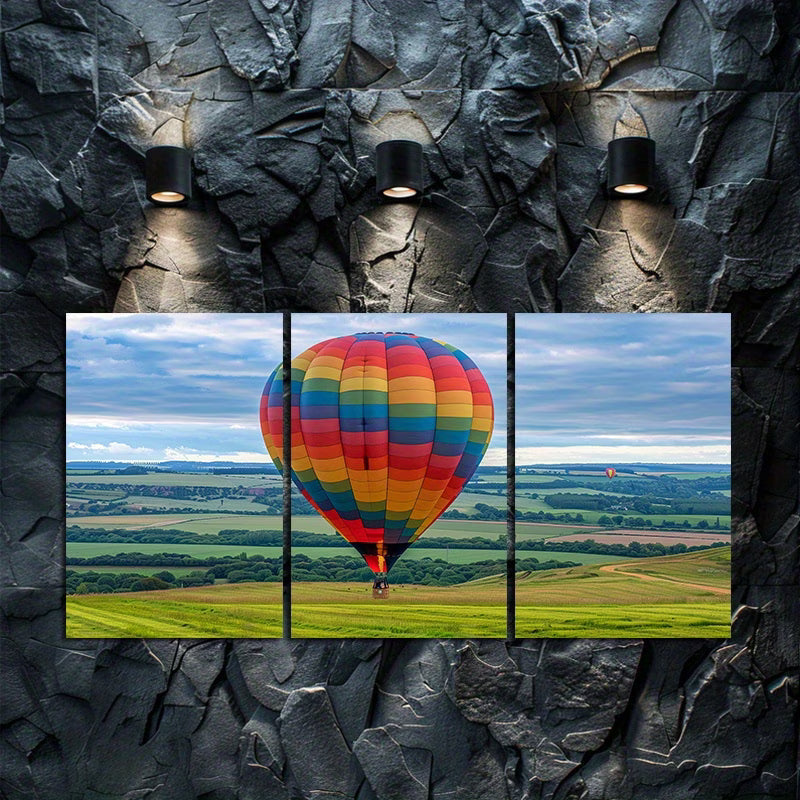 3pcs Colorful Hot Air Balloon Floating Wall Art Set Canvas Framed 50x70cm - High Quality Print 100% Australian Made Wall Canvas Ready to Hang