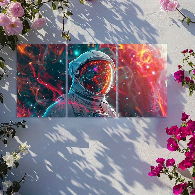 3pcs Astronaut Space Galaxy Cosmic Reflection Wall Art Set Canvas Framed 60x90cm - High Quality Print 100% Australian Made Wall Canvas Ready to Hang