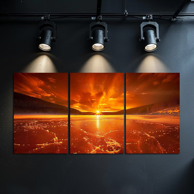 3pcs Swedish Forest Lake Scene Wall Art Set Canvas Framed 60x90cm - High Quality Print 100% Australian Made Wall Canvas Ready to Hang