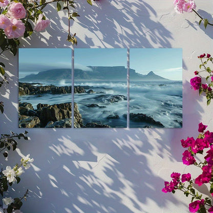 3pcs Cape Town Rocky Coastline Wall Art Set Canvas Framed 50x70cm - High Quality Print 100% Australian Made Wall Canvas Ready to Hang