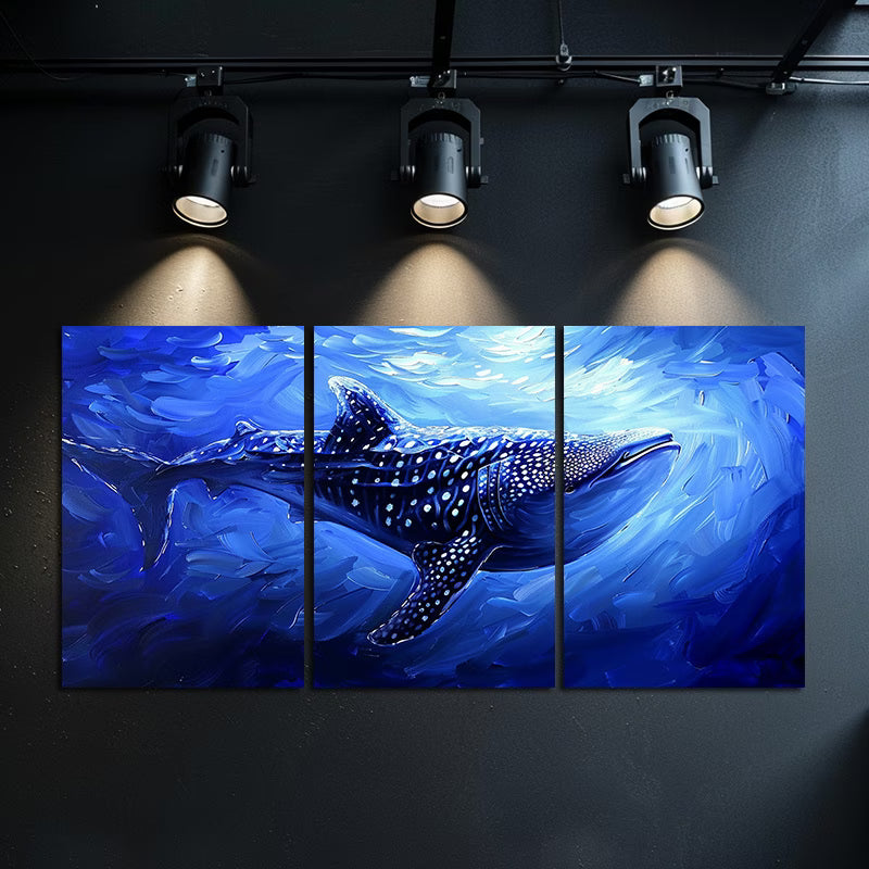 3pcs Majestic Sea Life Whale Shark Ocean Wall Art Set Canvas Framed 40x60cm - High Quality Print 100% Australian Made Wall Canvas Ready to Hang