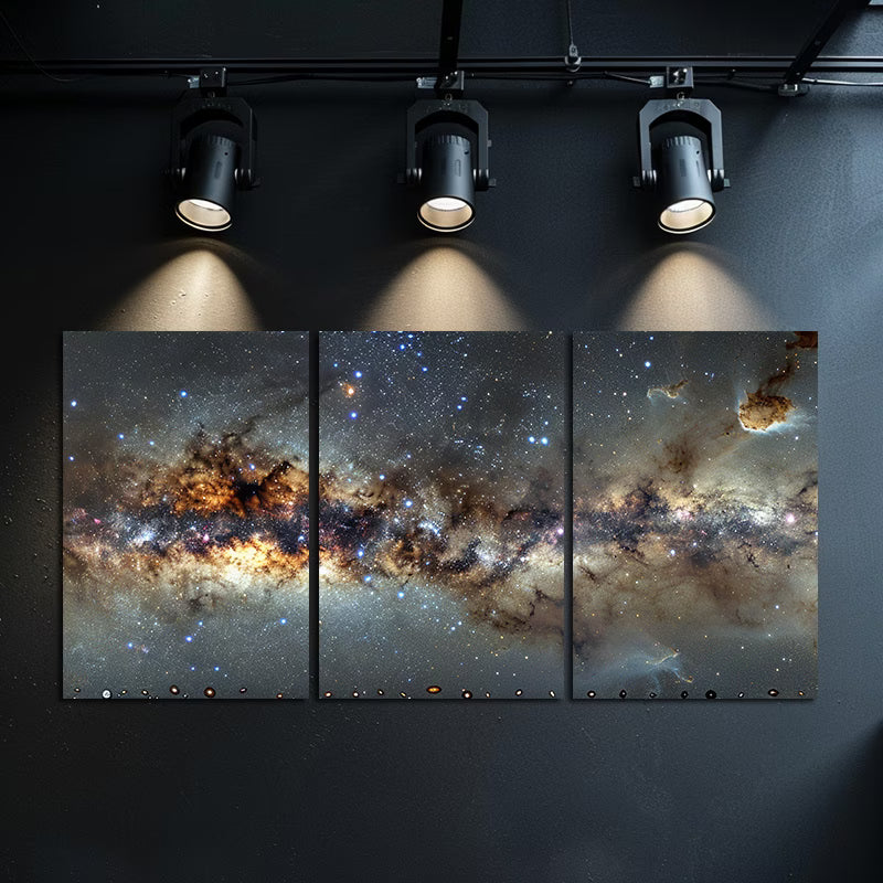 3pcs Panoramic Milky Way Galaxy Space Wall Art Set Canvas Framed 60x90cm - High Quality Print 100% Australian Made Wall Canvas Ready to Hang