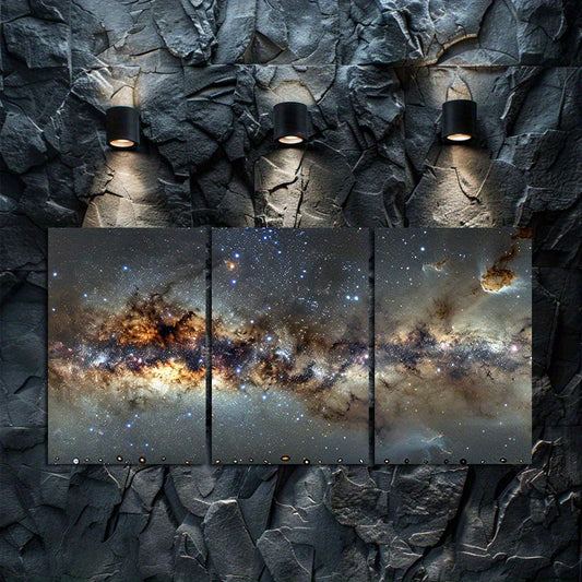 3pcs Panoramic Milky Way Galaxy Space Wall Art Set Canvas Framed 40x60cm - High Quality Print 100% Australian Made Wall Canvas Ready to Hang