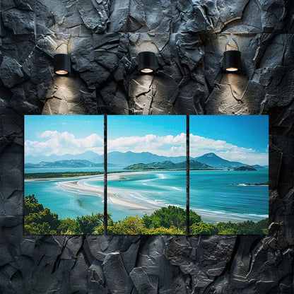 3pcs New Zealand Island Beach Scene Wall Art Set Canvas Framed 40x60cm - High Quality Print 100% Australian Made Wall Canvas Ready to Hang