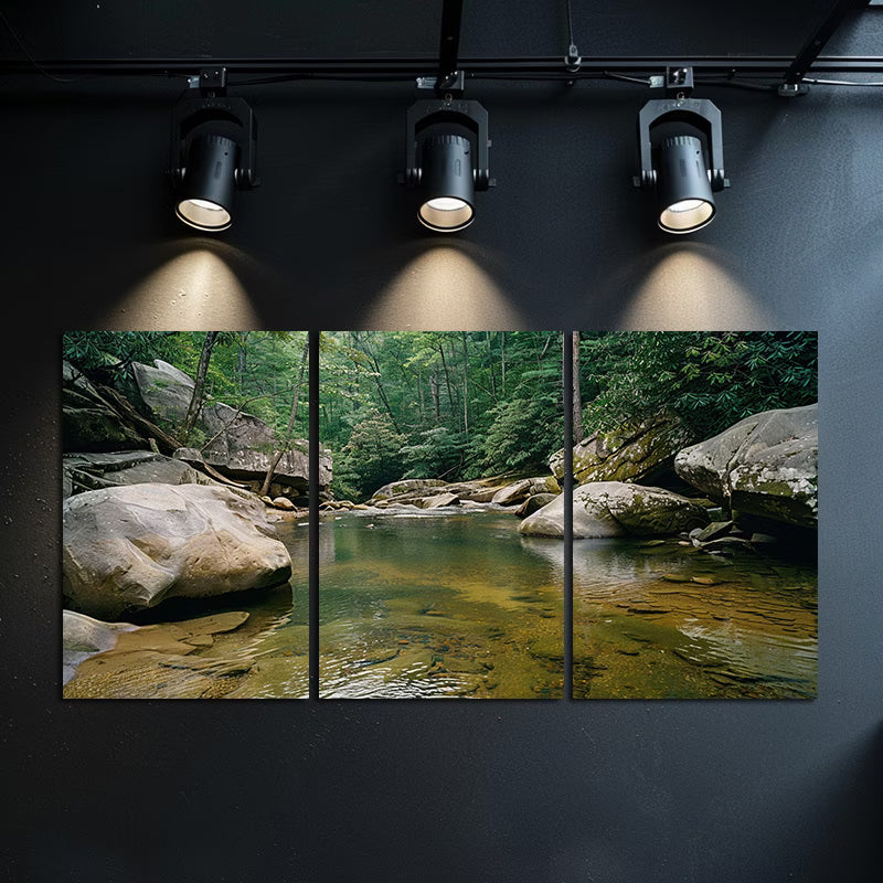 3pcs Creek at F Tone Hollow State Park Wall Art Set Canvas Framed 50x70cm - High Quality Print 100% Australian Made Wall Canvas Ready to Hang