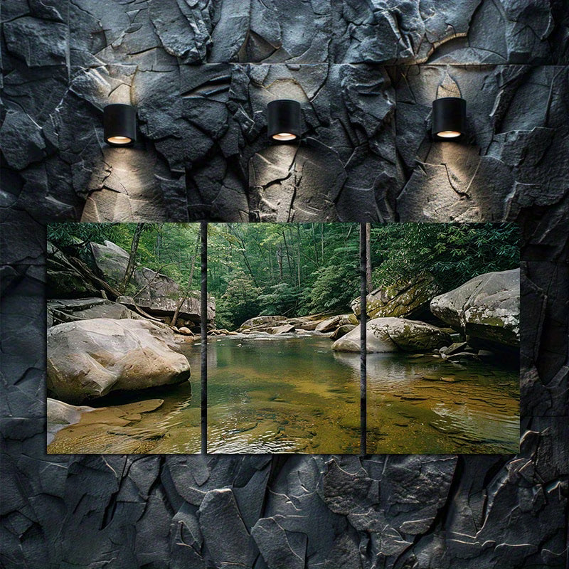 3pcs Creek at F Tone Hollow State Park Wall Art Set Canvas Framed 40x60cm - High Quality Print 100% Australian Made Wall Canvas Ready to Hang