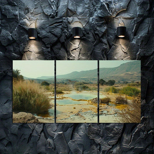 3pcs Eritrea Danakil Depression Nature Photo Wall Art Set Canvas Framed 60x90cm - High Quality Print 100% Australian Made Wall Canvas Ready to Hang