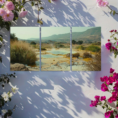 3pcs Eritrea Danakil Depression Nature Photo Wall Art Set Canvas Framed 60x90cm - High Quality Print 100% Australian Made Wall Canvas Ready to Hang