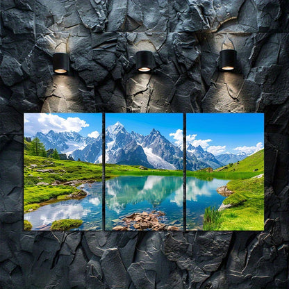 3pcs Mountain Lake Alpine Landscape Wall Art Set Canvas Framed 60x90cm - High Quality Print 100% Australian Made Wall Canvas Ready to Hang