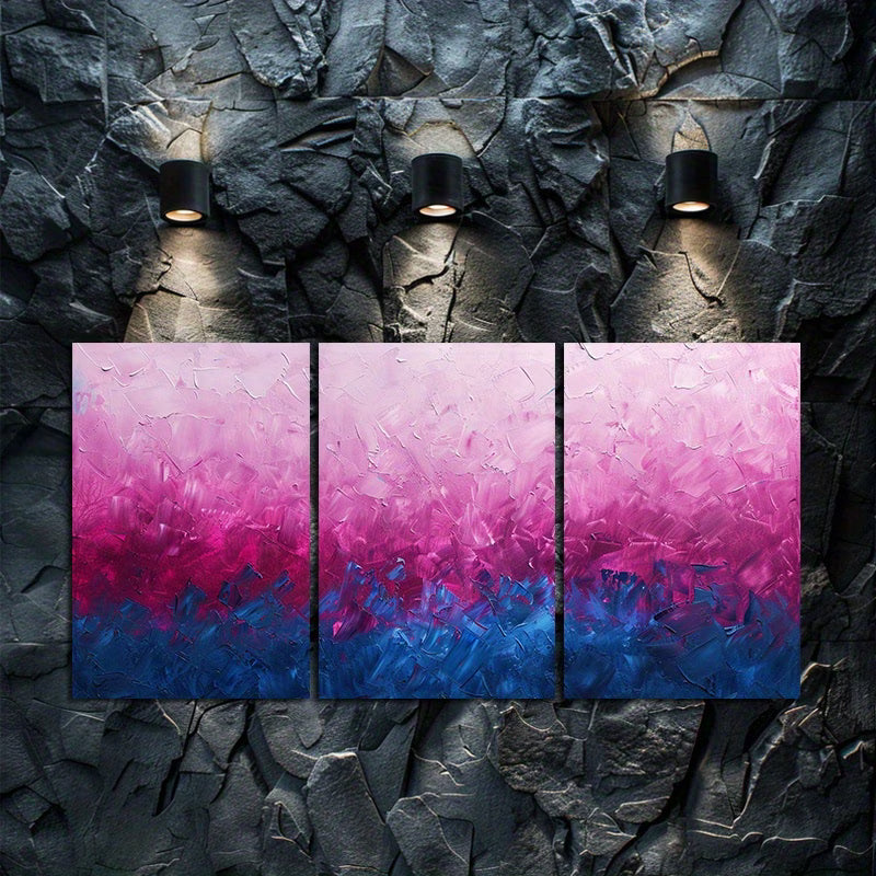 3pcs Pink and Blue Gradient Background Wall Art Set Canvas Framed 50x70cm - High Quality Print 100% Australian Made Wall Canvas Ready to Hang