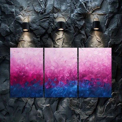 3pcs Pink and Blue Gradient Background Wall Art Set Canvas Framed 50x70cm - High Quality Print 100% Australian Made Wall Canvas Ready to Hang