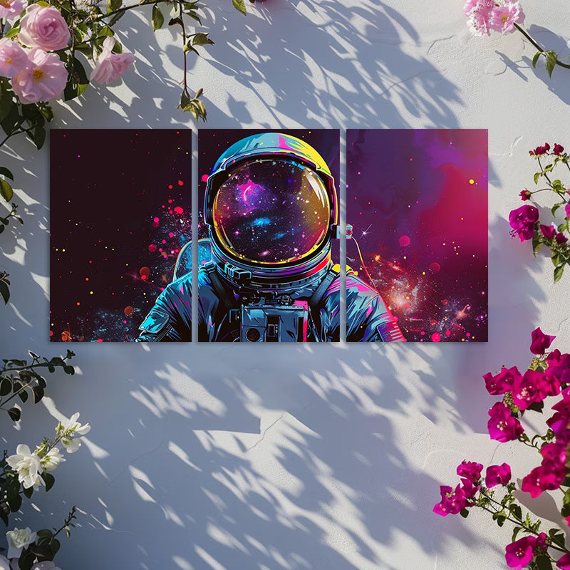3pcs Psychedelic Space Explorer Wall Art Set Canvas Framed 60x90cm - High Quality Print 100% Australian Made Wall Canvas Ready to Hang