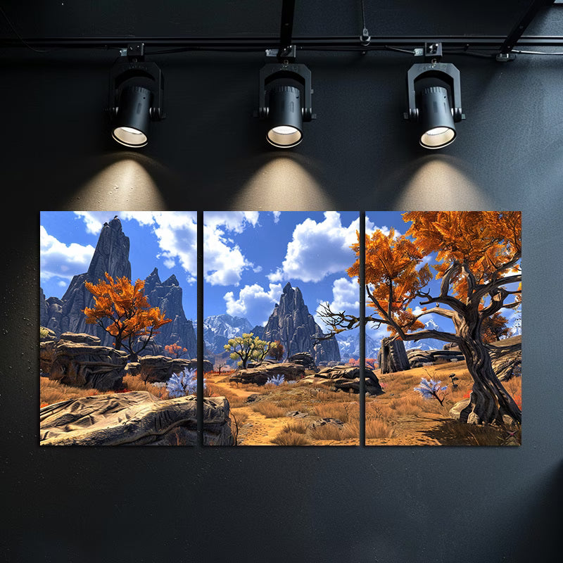 3pcs Elder Scrolls Online Landscape Game Scenery Wall Art Set Canvas Framed 60x90cm - High Quality Print 100% Australian Made Wall Canvas Ready to Hang