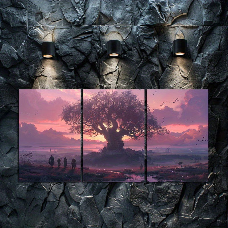 3pcs Witcher-Inspired Fantasy Landscape Wall Art Set Canvas Framed 50x70cm - High Quality Print 100% Australian Made Wall Canvas Ready to Hang