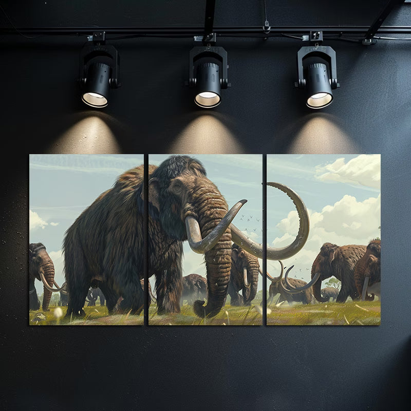 3pcs Mammoth Migration Wall Art Set Canvas Framed 60x90cm - High Quality Print 100% Australian Made Wall Canvas Ready to Hang